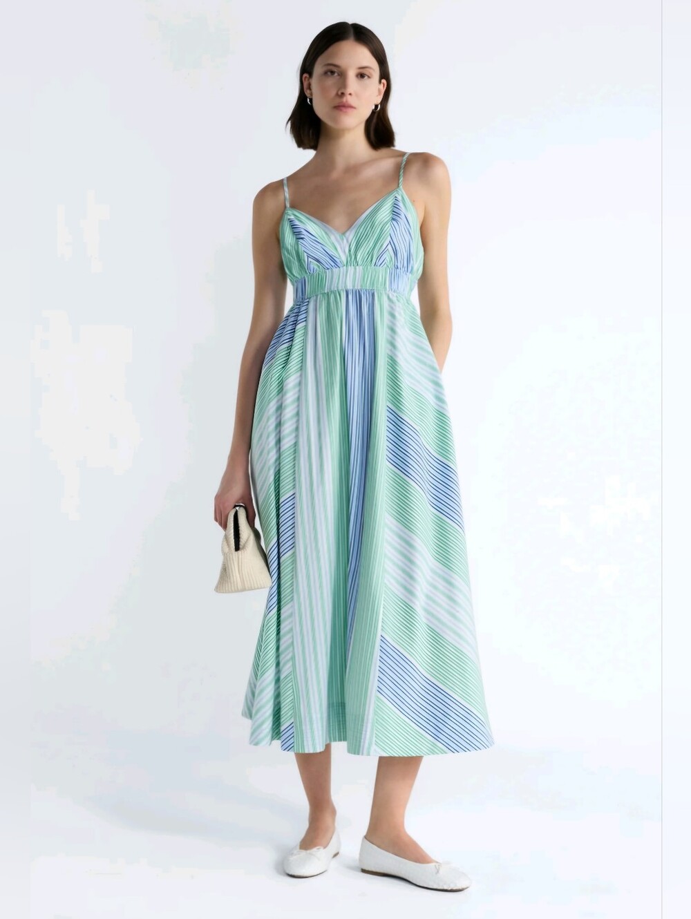 Free Assembly Striped Cotton Maxi Dress NWT Size M V-Neck Sleeveless